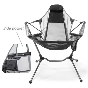 Cadeira dobrável de alumínio com suporte de copo, portátil, reclinável, leve, para uso ao ar livre, luxuoso, balanço, camping, balanço