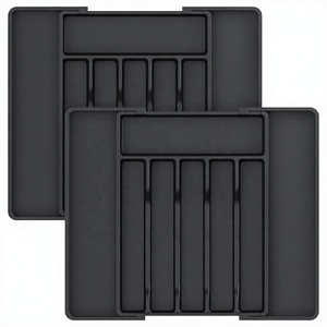 Rectangular <b>Plastic</b> Storage Tray With 5 Compartments Detachable Office <b>Organizer</b> For <b>Drawers</b> Space Saving Design - Product Image 6