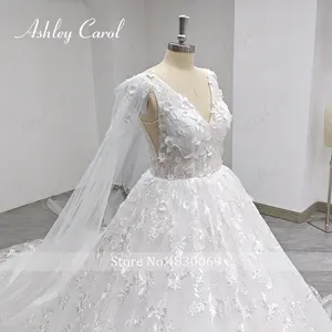 애슐리 캐롤 A-라인 웨딩 드레스 실제 사진 2023 꿈꾸는 아플리케 등이없는 리본 우아한 가운 Vestidos 드 노비아 - Product Image 6