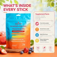 Berberine Yerba Mate Fruitpoeder Drinkstokjes |   Aardbei Açaí smaak |   Dagelijkse Wellness Drank Supplement Non-GMO Clean Label