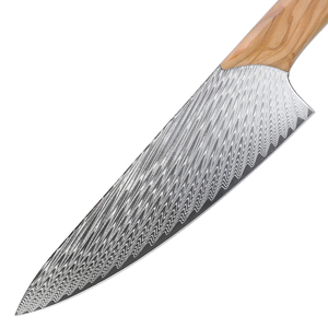 Cuchillo De Chef Damasco De 8 pulgadas, cuchillo De Chef De cocina De Damasco forjado profesional japonés con mango De madera De Olivo - Product Image 2