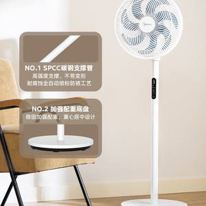 Ventilador de pie Midea de 7 aspas, blanco, de bajo consumo, para dormitorio o habitación. - Product Image 4