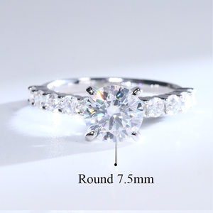 Новое поступление, круглое кольцо из муассанита, 1,5 карат, 7,5 мм, 14 карат, 18 карат, белое золото, Муассанит, обручальное кольцо для женщин - Product Image 3