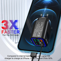 Nouvel adaptateur secteur USB C 6-en-1 PD3.0 QC36W à charge rapide pour mobile, prise murale Type C SCP OTP