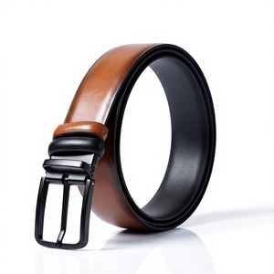 ELYSIAN INDUSTRIES Cinturón Reversible de Cuero Vacuno con Hebilla de Acero Rectangular de Color Sólido y Logotipo Personalizado, 3.4cm de Ancho - Product Image 1