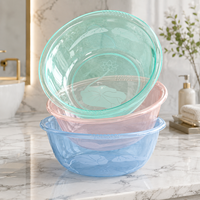 Bol de lavage rond en plastique transparent durable pour la maison, idéal pour le lavage des mains, du visage, du linge et des légumes - Vente en gros