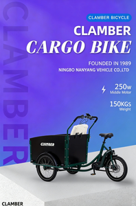 Vélo cargo électrique à 3 roues Clamber, entrepôt UE, avec moteur central 250W, design hollandais Bakfiets, pour le <span class=keywords><strong>transport</strong></span> familial - Product Image 2