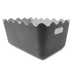 Boîte de rangement pliable en feutre OEM avec poignées en PU Panier cadeau avec logo personnalisé - Product Image 4