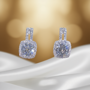 E1278 Orecchini in oro bianco con diamanti, taglio rotondo brillante, colore D, gioielli naturali di lusso da donna - Product Image 2