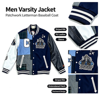 Herren Patchwork College-Jacke PU-Leder-Ärmel Streetwear Letterman Baseball-Mantel für den Großhandel