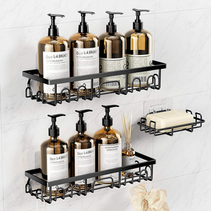 Set di 3 Mensole Adesive per Doccia in Acciaio Inox, Organizer per Bagno con <span class=keywords><strong>Porta</strong></span> Sapone - Product Image 1