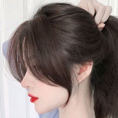 Brasileño Remy Hair C-Curl Side Part Hairpiece con 5P Bangs Human Hair Fringe - Product Image 1