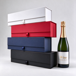 Boîte à <span class=keywords><strong>vin</strong></span> avec fermeture magnétique et couvercle pour une bouteille en boîte rigide avec papier spécial - Product Image 2