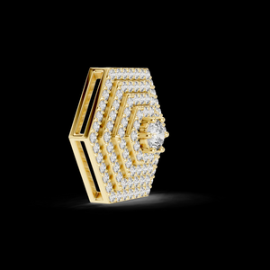 Colgante Hexagonal de Plata con Diamantes Pavé en Chapado en Oro con Diamantes Brillantes, Diseño Geométrico Moderno para Bodas y Fiestas - Product Image 6