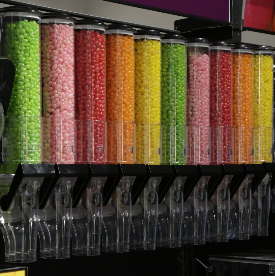 ECOBOX gıda sınıfı plastik yerçekimi bin tahıl şeker kuru gıda aperatifler toplu gıdalar için zerowaste tatlı dağıtıcı