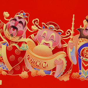 งานศิลปะโลหะทองเหลือง ของตกแต่ง ลายเทพเจ้าแห่งโชคลาภ 5 ทาง ภาพวาดศาสนาจีน ดีไซน์คุณภาพสูง - Product Image 5