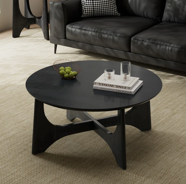 Nordic Style Luxury Coffee Table Round Wooden Frame Tea Table for Living Room Home Dining and Outdoor Use Wood Furniture
