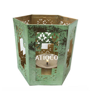 Meilleure vente hexagone vert fer votif Design moderne décoration de la maison bougeoir en métal élégant bougeoir pour bougies chauffe-plat - Product Image 2