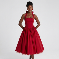 Robe d'été chic et élégante pour femme, style bustier, sans manches, coupe trapèze, ajustée, sexy, avec laçage, idéale pour les soirées et les fêtes