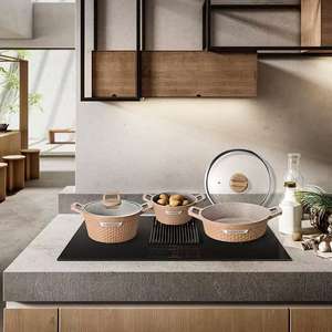 Ensemble de casseroles <span class=keywords><strong>en</strong></span> granit Golf Design, 10 pièces, antiadhésives, avec poignées dorées, pour la restauration, les hôtels modernes et les cuisines domestiques - Product Image 6