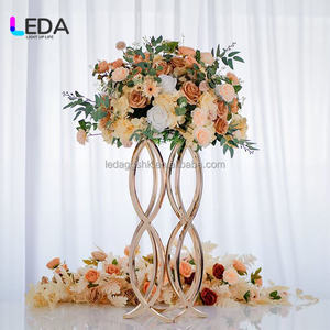 LEDA Centre de table en verre doré de luxe, supports à fleurs pour mariage, décoration d'événements - Product Image 3
