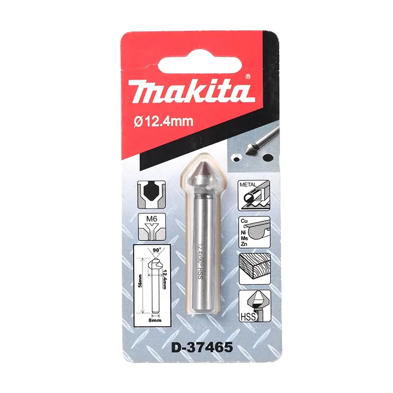 Orijinal Makita HSS kobalt yuvarlak Shank 3 flüt havşa matkap ucu Cu Ni Zn delik pah