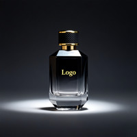 Vente en gros de flacons de parfum en verre transparents vides avec logo personnalisé, dégradé noir, 50 ml, 100 ml, flacon de parfum avec bouchon
