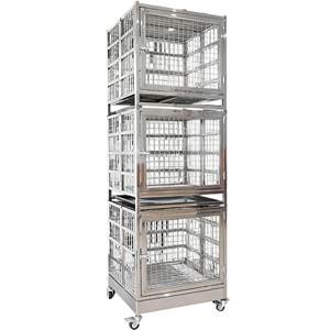 <span class=keywords><strong>Jaula</strong></span> Veterinaria Simple para Perros con Certificación CE, Acero Inoxidable 304, 3 Niveles Plegables, Bandeja <span class=keywords><strong>de</strong></span> Vidrio y Plástico, Cierre <span class=keywords><strong>de</strong></span> Botón, Uso en Exteriores - Product Image 2