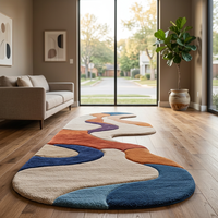 Tapis de table à manger élégant et moderne en laine tuftée à la machine, à poils moyens, couleur unie, réversible, pour salle à manger, noir, haute qualité