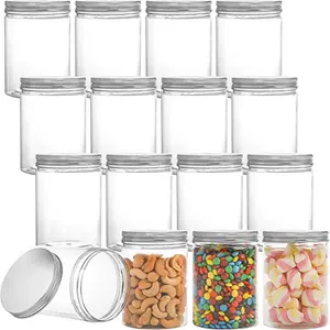 Wholesale Empty Clear 50g 50ml 100ml 120ml 150 Ml 200ml 350ml 4 Oz 8oz 16oz Round Food Grade Plastic Jars With Flip Top Lids