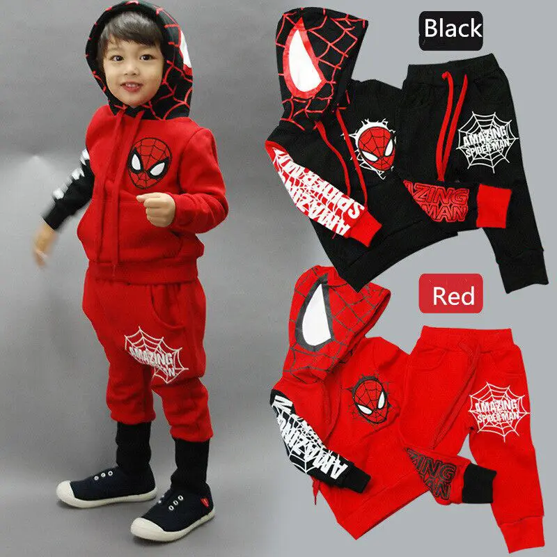 2 color new spring children's spider man clothing boy cool Kids Clothing suit children's spiderman suit costume pants+coat