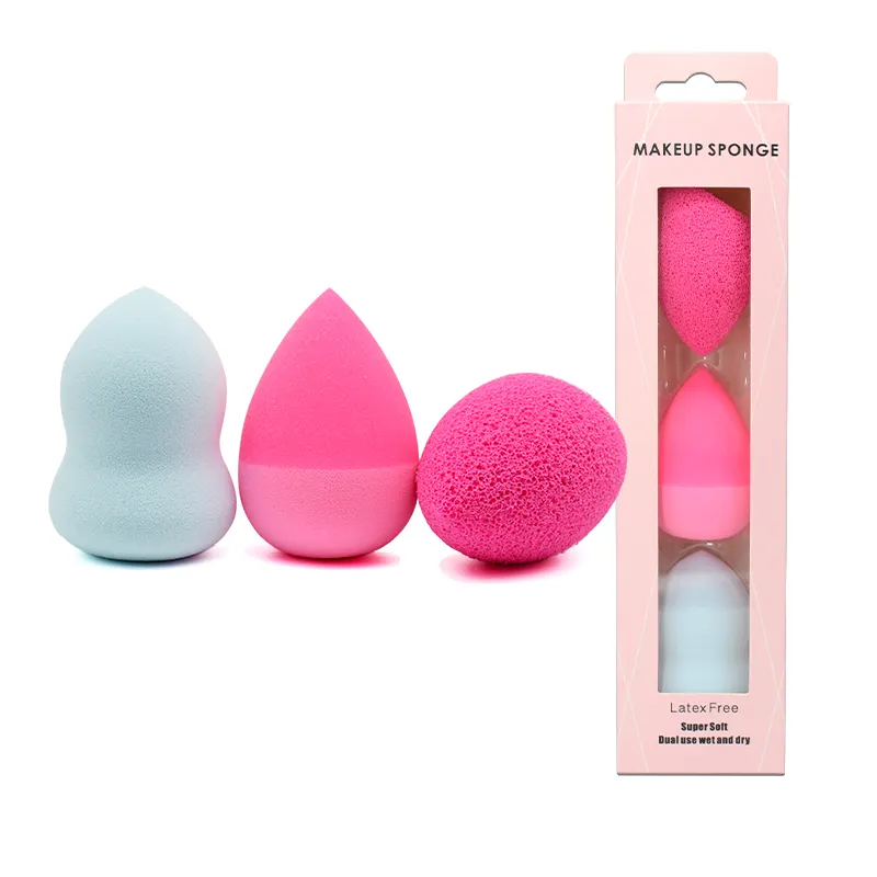 JLY Private Label 3 Stück Kosmetik Makeup Sponge Beauty Kunden spezifisches Paket Latex freie Sponge Beauty Marke