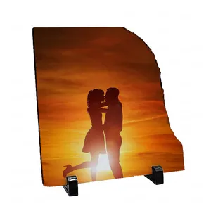 Wholesale custom Valentine's Day gift personalised photo rock stone slate frame sublimation plaques blanks