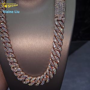 16mm Width <strong>Fashion</strong> Iced Out Hip Hop Jewelry VVS Moissanite Diamond 925 Sterling Silver Miami Cuban Link Chain <strong>Necklace</strong> - Product Image 1