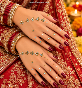 Pegatinas Kundan Mehendi para Novia y Damas de Honor, Joyería de Mano para Bodas Indias y Pakistaníes, Decoración Nupcial para Manos - Product Image 3