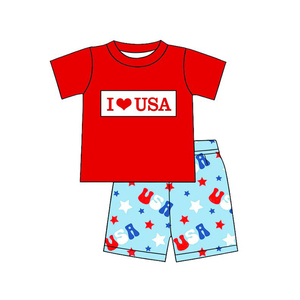 BSSO2009 Ensemble de vêtements personnalisés pour bébé garçon, imprimé canard, tenues d'été, vente en gros, ensemble à manches courtes - Product Image 4