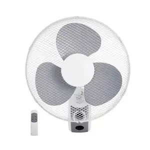 Lâmina de plástico 3 velocidades, 16 "parede montado ventilador oscilante controle remoto e temporizador 7.5 horas ventilador de parede inteligente