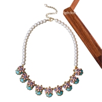 Nouveau collier en turquoise de style chinois, au look rétro et haut de gamme, ensemble de pierres naturelles vintage