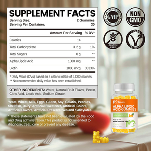 Suplemento de Ácido Alfa Lipoico (<span class=keywords><strong>ALA</strong></span>) Masticable de Alta Absorción, Gomitas con Biotina para la Salud Cerebral Antioxidante y el Apoyo Nervioso - Product Image 2