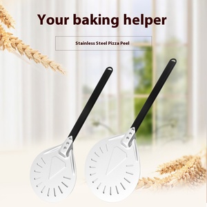 Pala para <span class=keywords><strong>Pizza</strong></span> Plegable y Desmontable de Aleación de Aluminio Perforada con Mango de Madera, Utensilio de Cocina para Hornear - Product Image 4