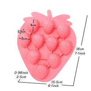 Moules en silicone écologiques pour glaçons en forme de fraise, ensemble de formes et de couleurs personnalisées pour chocolat, bonbons, gâteaux, craies, fondants - Product Image 2