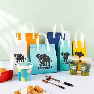 Sac à boissons non tissé personnalisé avec logo, couche isolante, poignée confortable, ruban adhésif jetable pour les cafés - Product Image 1