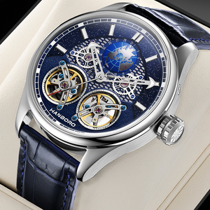 HANBORO Star serie orologio di moda uomo di lusso completamente automatico meccanico vuoto impermeabile notte quadrante 22mm banda di vetro - Product Image 1