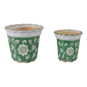 Pots de fleurs décoratifs à motif floral vert pour une utilisation à la maison et en extérieur - Product Image 3