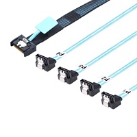 Kabel Breakout SlimSAS SFF-8654 4i ke 4Port SATA 1M untuk Server Internal HDD SSD Storage Y-Cable