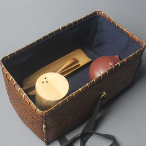 <b>Bamboo</b> Hand Woven Storage Basket Rectangle Kitchen Tea Set Organizer Craft Box - Product Image 2
