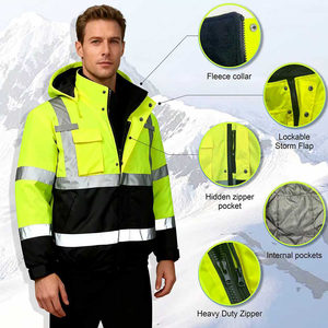 Áo khoác bảo hộ lao động phản quang, chất liệu dày dặn, chống thấm nước, dùng cho công trường xây dựng, may đo theo yêu cầu, mùa đông - Product Image 4