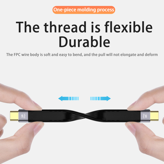 Mini Short USB a to Type C Cable 5In 3.1 3A Fast Charge 10Gbps FPC Data Cable for All Mobile Devices Power Bank