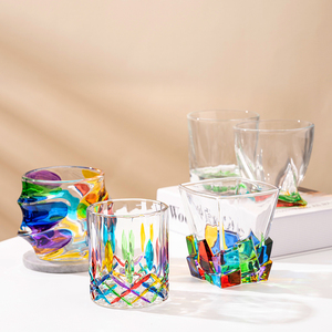Vaso de varios colores diferentes, vasos para beber pintados irregulares, vidrio de Alcohol transparente con Base cuadrada y vasos de vidrio de colores - Product Image 4