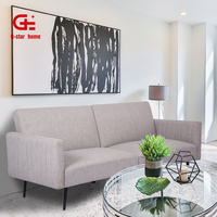 Sofá cama plegable moderno de 3 plazas, salón de tela gris con mechones para el hogar o el hotel, muebles de Futón para sala de estar